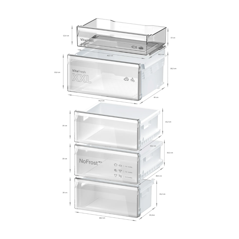 Bosch kyl-frys KGN36VXCT Serie 4, svart modell med VitaFresh & LED-belysning