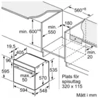 Bosch inbyggnadsugn HBA571BB3 Serie 4, svart design, med effektiv varmluft
