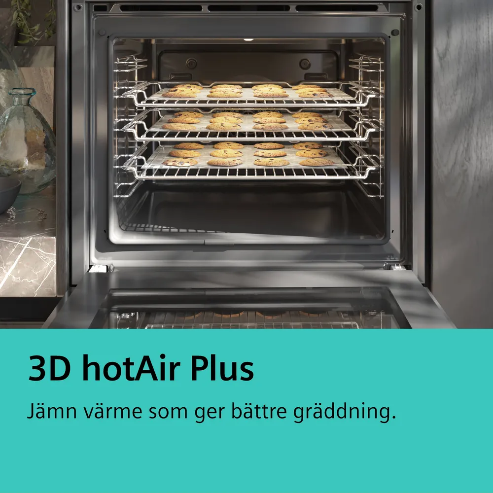 Siemens inbyggnadsugn HB579GBR3 iQ500, elegant svart med snabb uppvärmning