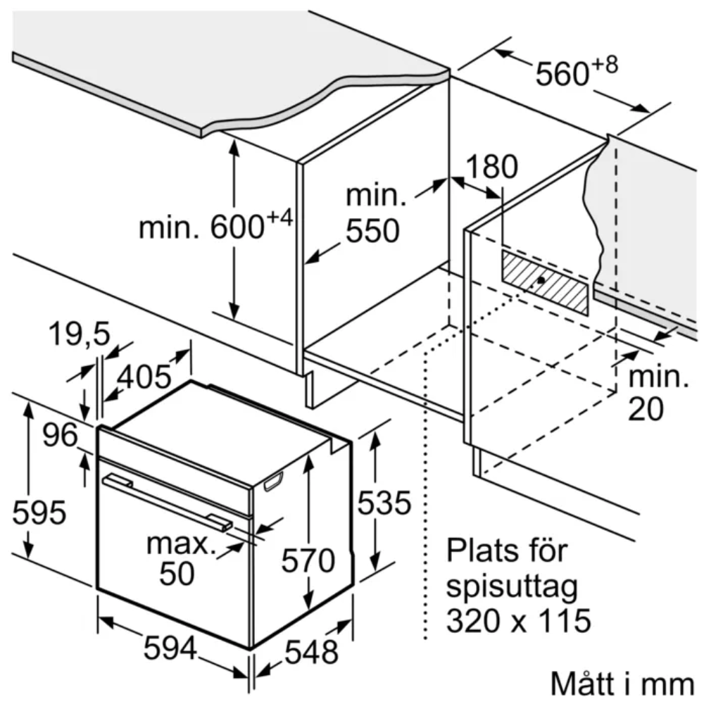 Bosch inbyggnadsugn HBG537FB3 Serie 6, med 3D varmluft & AutoPilot-program