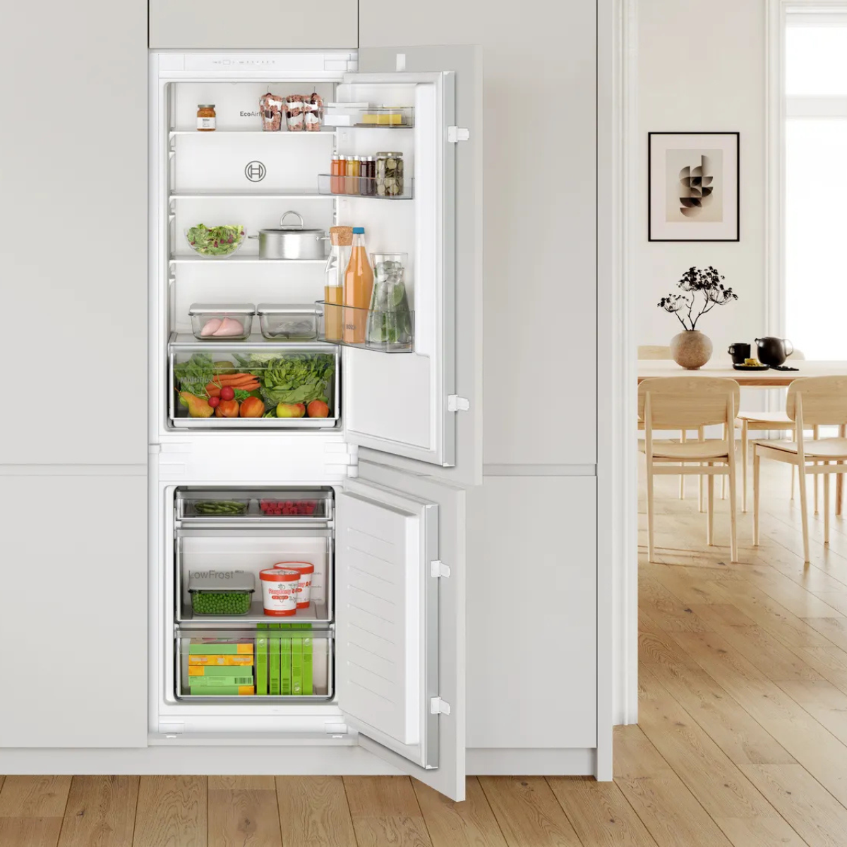 Bosch Serie 2 KIV86NSE0 177,2 cm Integrerad Kyl/Frys, LowFrost, EcoAirflow