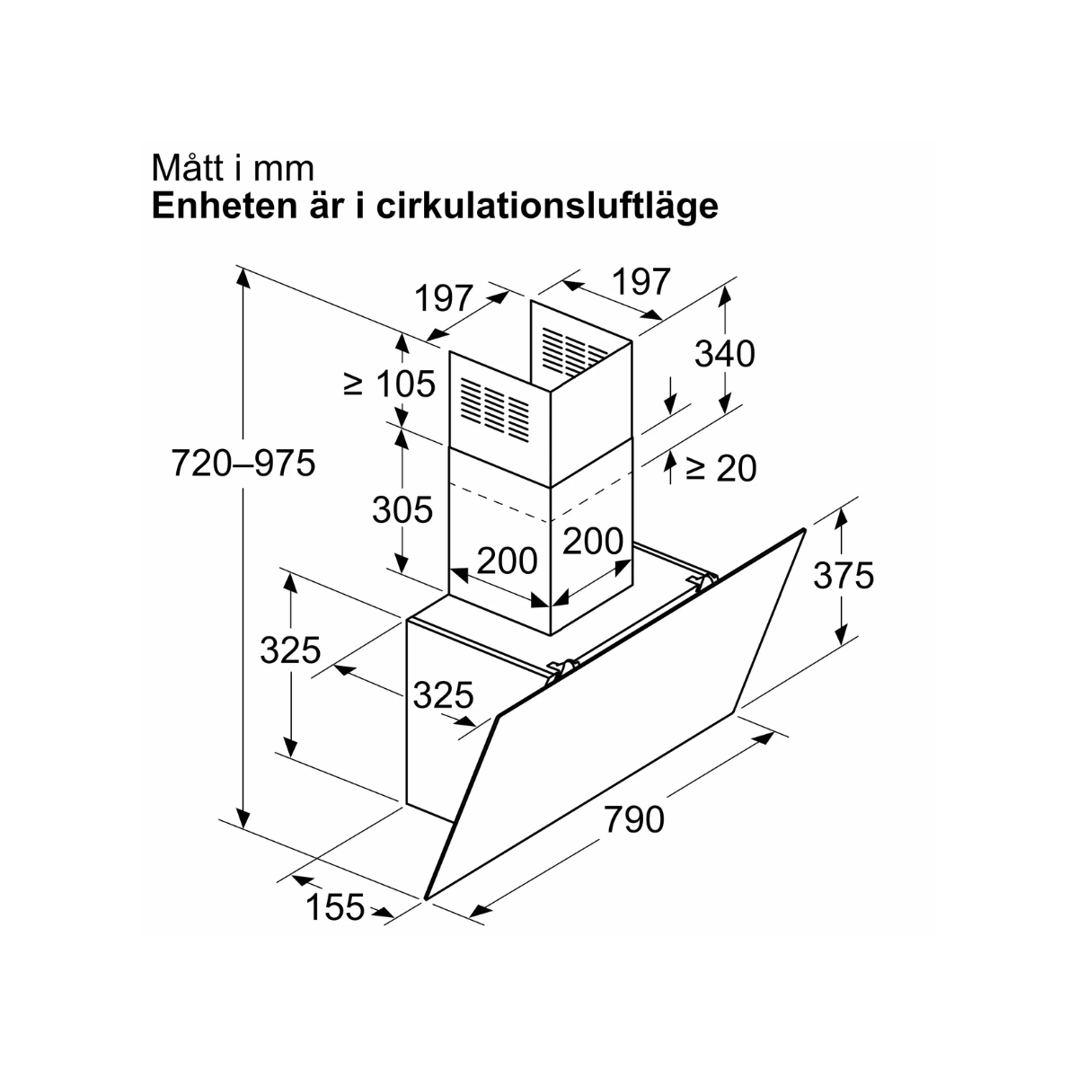 Bosch köksfläkt DWK85DK60 80 cm Serie 4, väggmonterad med lutande design