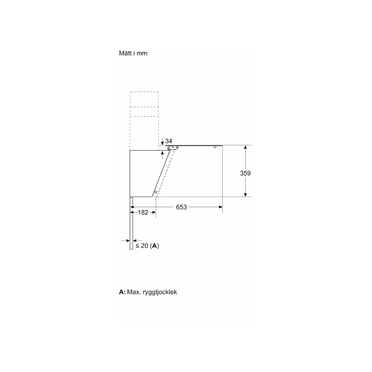 Siemens köksfläkt LC65KDK60 60 cm iQ300, väggmonterad med lutande glasdesign & L