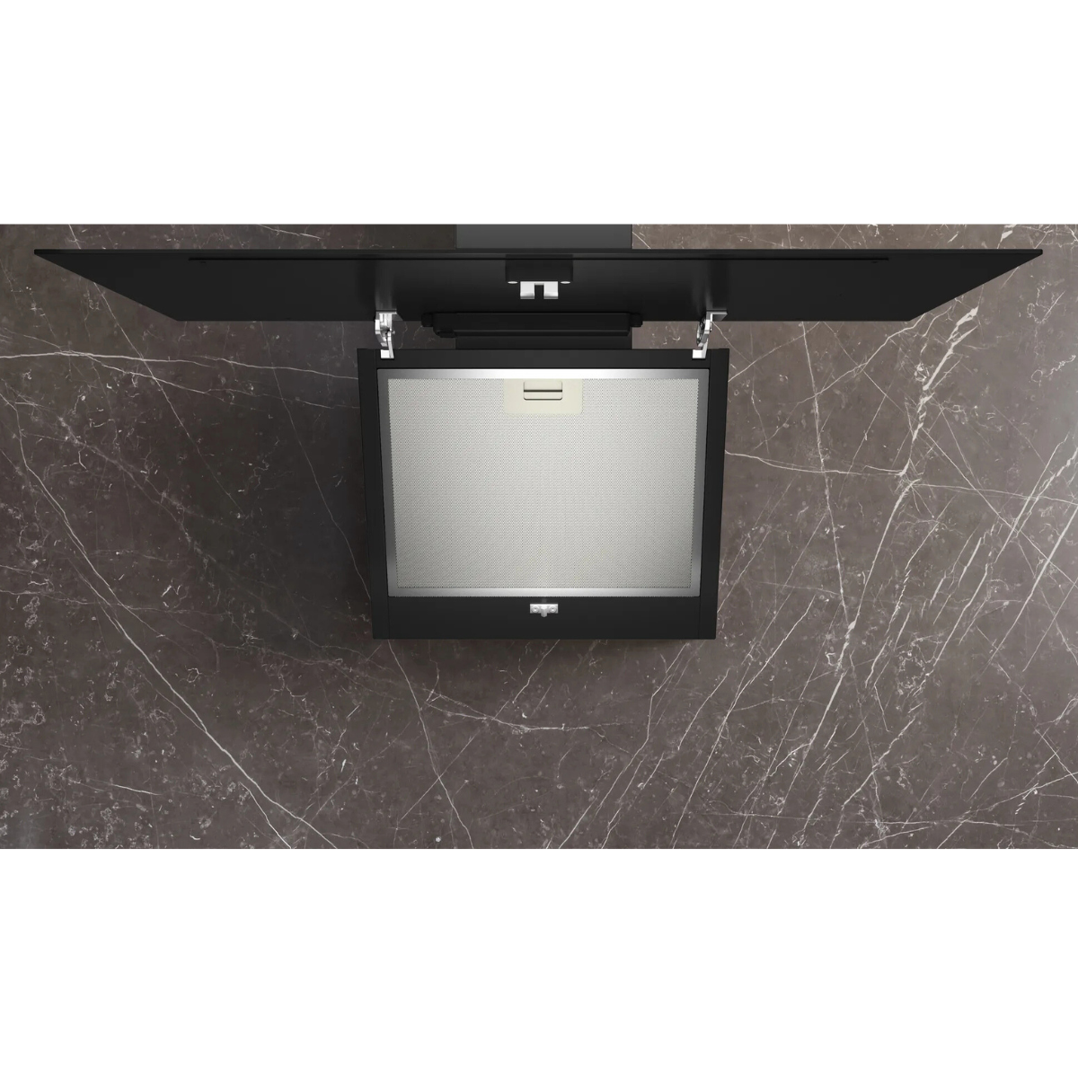Siemens köksfläkt LC85KDK60 80 cm iQ300, väggmonterad med lutande glasdesign