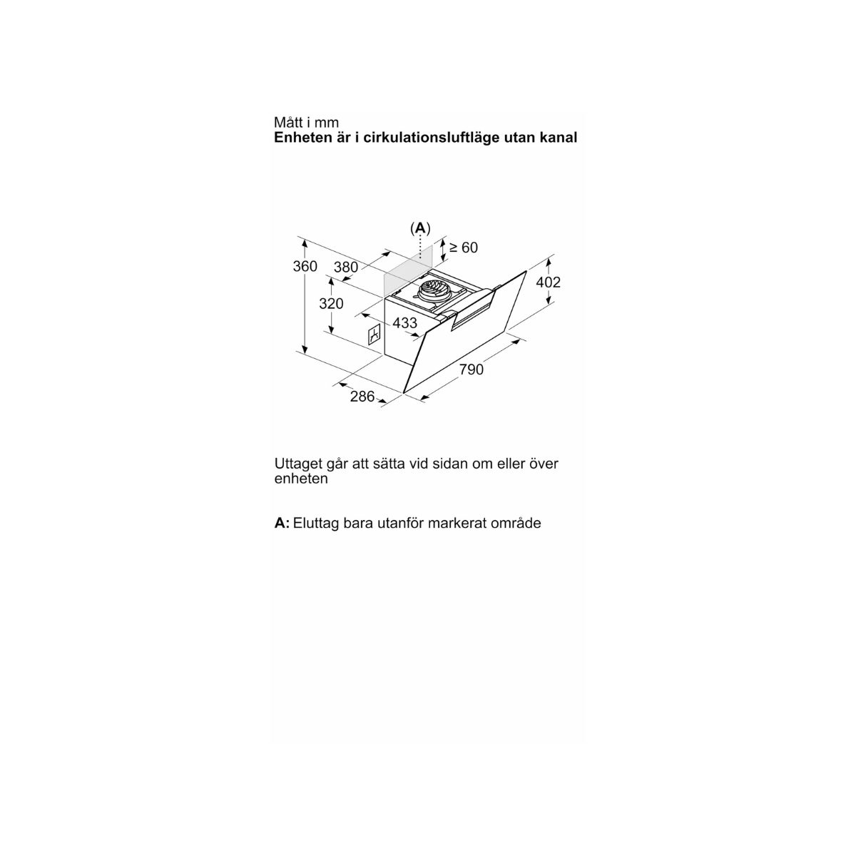 Bosch köksfläkt DWK87FN60 80 cm Serie 4, väggmonterad med lutande svart glaspane