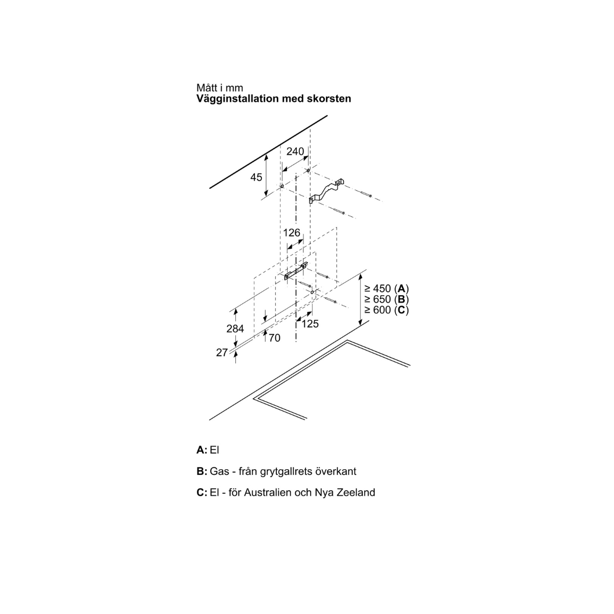 Bosch köksfläkt DWK87FN60 80 cm Serie 4, väggmonterad med lutande svart glaspane