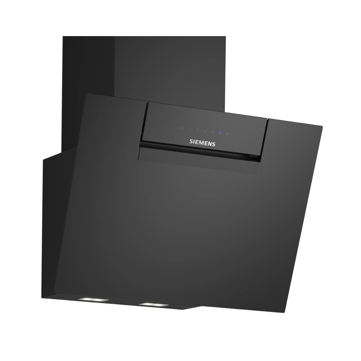 Siemens köksfläkt LC67KFN60 60 cm iQ300, väggmonterad med lutande svart glaspane