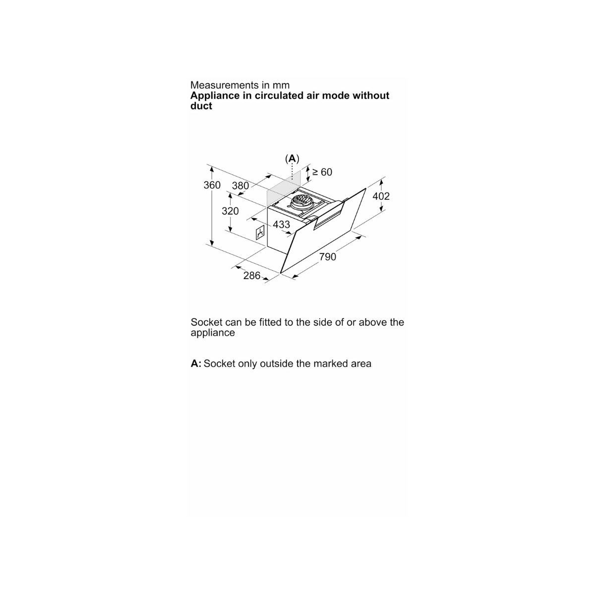 Siemens köksfläkt LC87KFN60 80 cm iQ300, väggmonterad med lutande svart glaspane