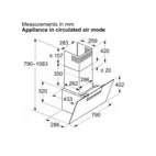 Siemens köksfläkt LC87KFN60 80 cm iQ300, väggmonterad med lutande svart glaspane