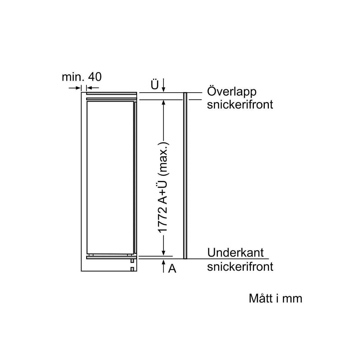 Bosch integrerat kylskåp KIR81VFE0 Serie 4, 177 cm, VitaFresh & SoftClose