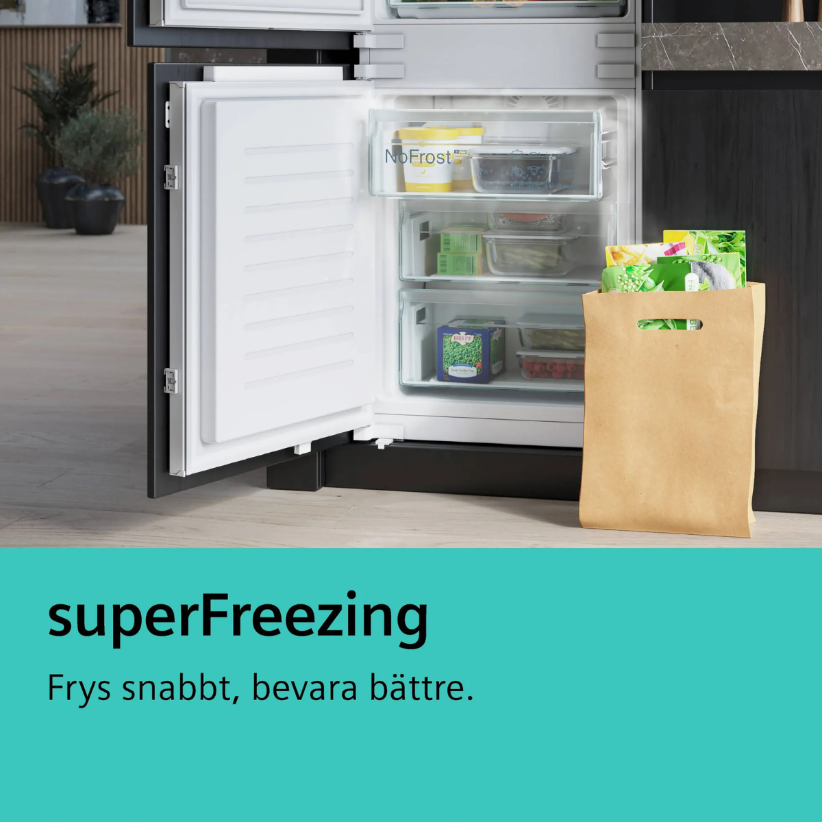 Siemens kyl-frys KG39NXXCF iQ300, 203 cm, hyperFresh & låg ljudnivå (35 dB), sva
