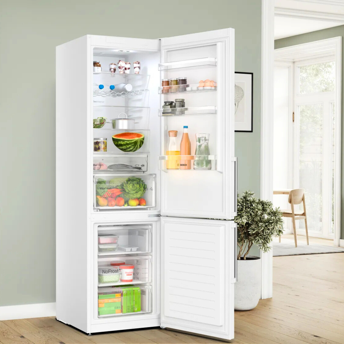 Bosch kyl-frys KGN397WCT Serie 4, 203 cm, vit modell med VitaFresh & NoFrost