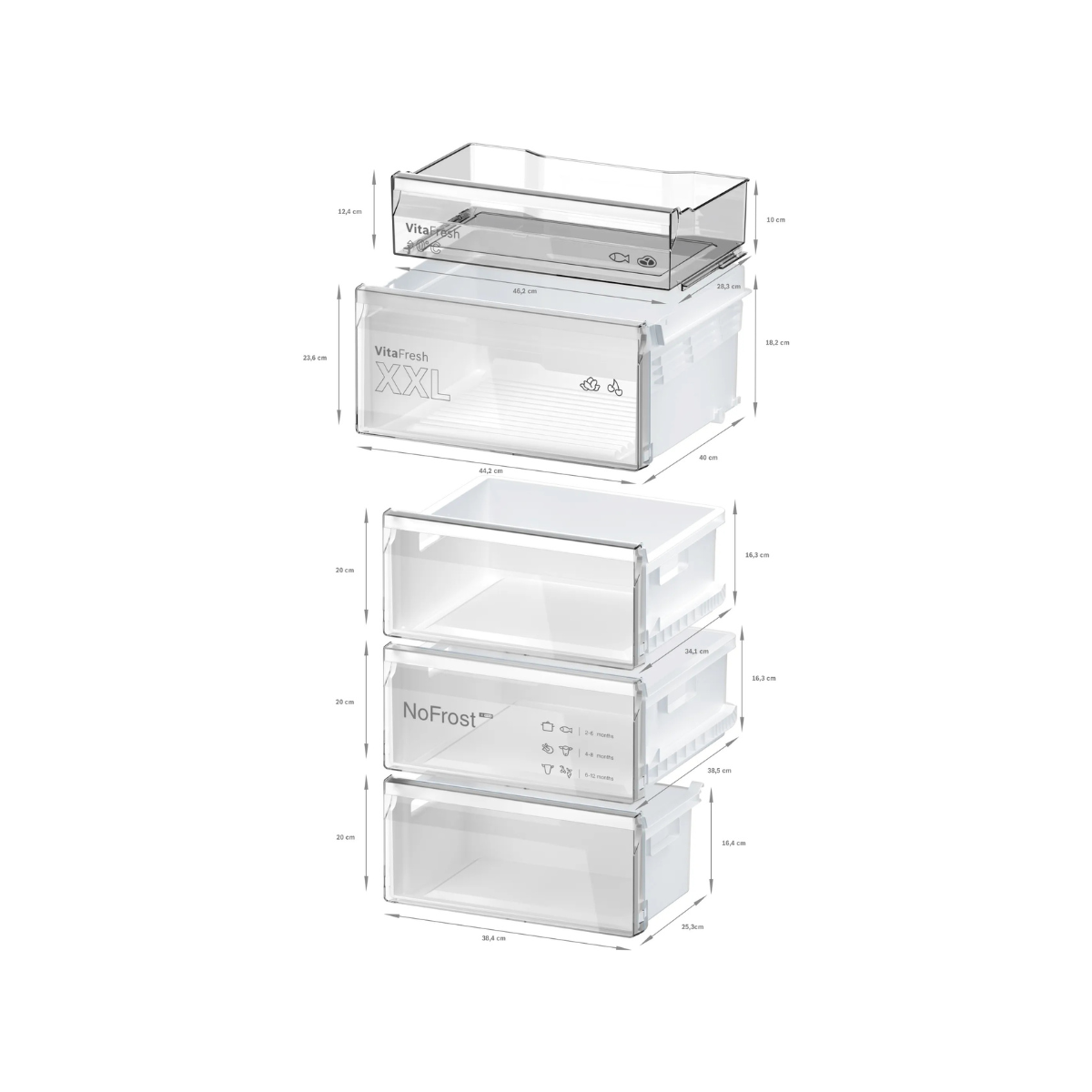 Bosch kyl-frys KGN397WCT Serie 4, 203 cm, vit modell med VitaFresh & NoFrost