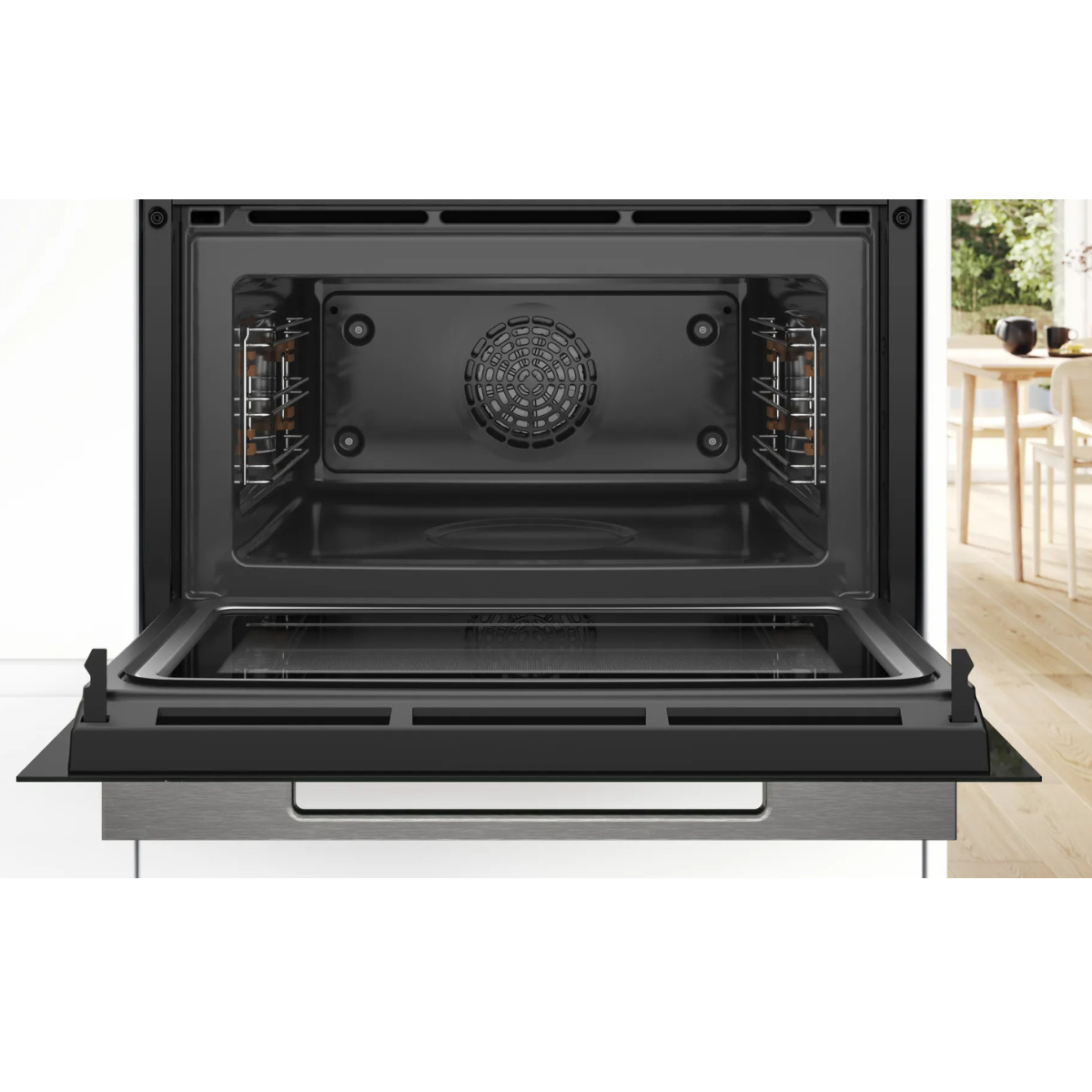 Bosch kompakt inbyggnadsugn CMG7241B1 Serie 8, med mikrofunktion, svart glas