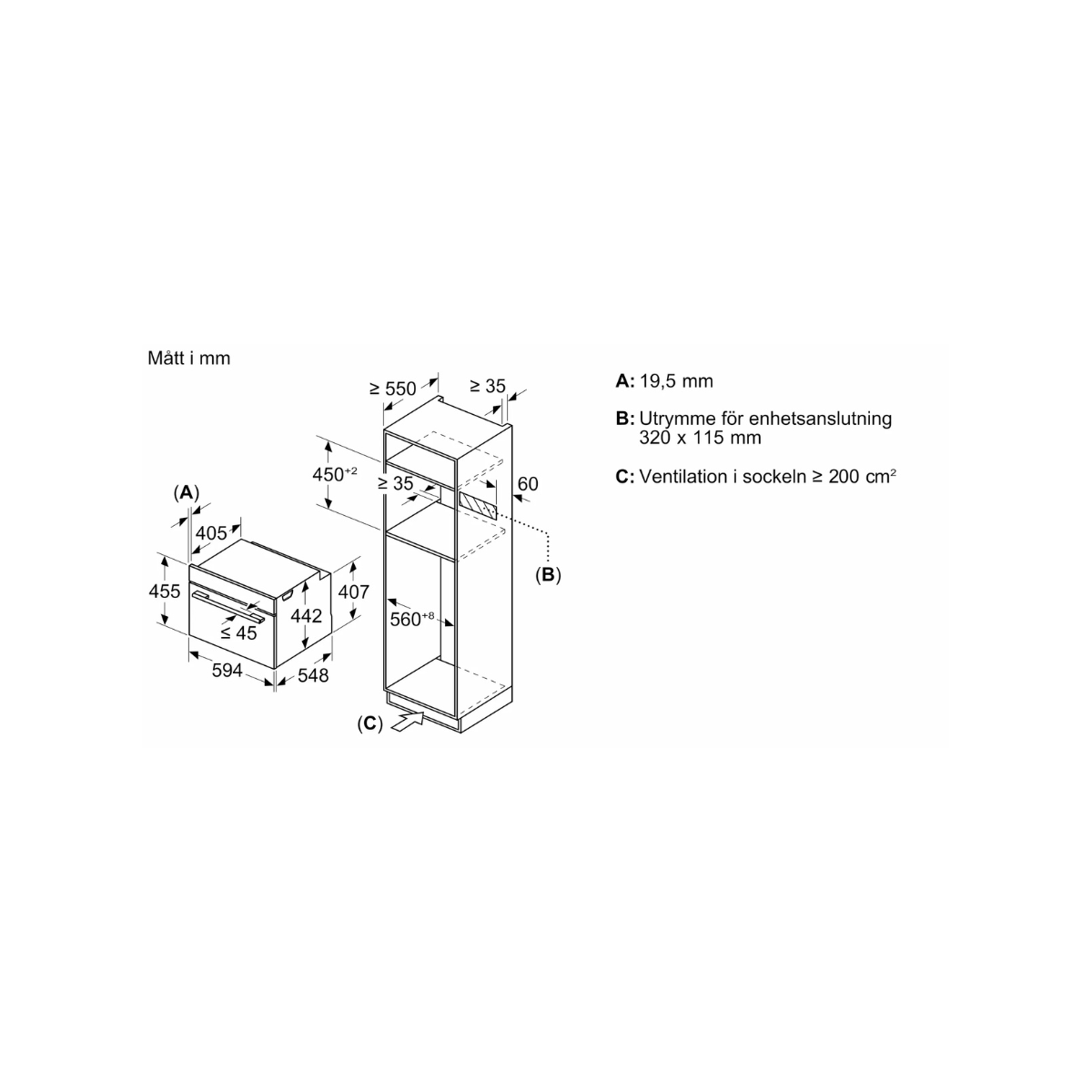 Bosch kompakt inbyggnadsugn CMG7241B1 Serie 8, med mikrofunktion, svart glas
