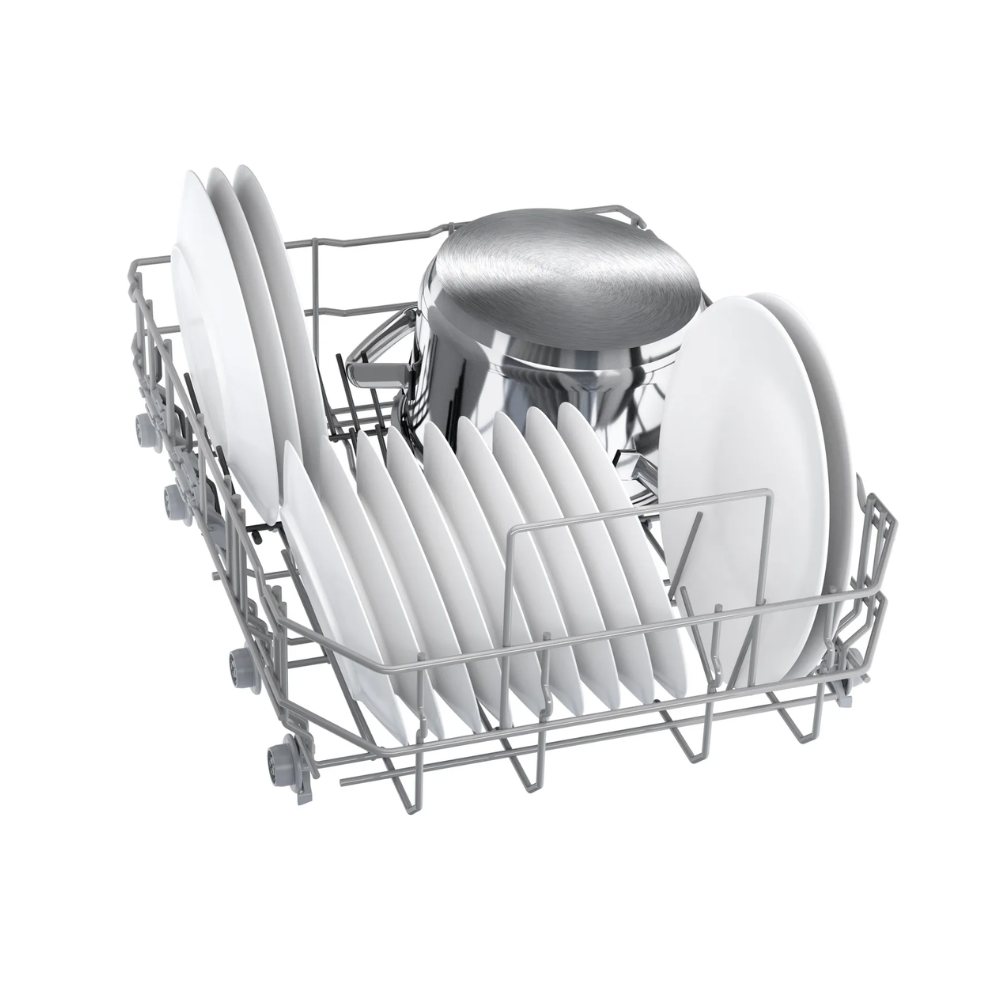 Bosch smal diskmaskin SPU4HMS10E Serie 4, helintegrerad med toppkorg & energisnå