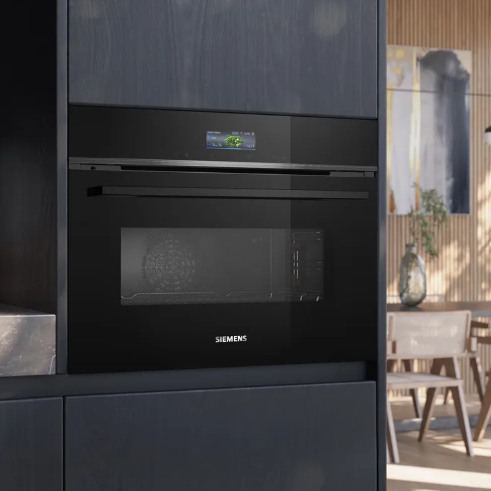 Siemens kompakt inbyggnadsugn CM724G1B1 iQ700, med mikrofunktion, svart design