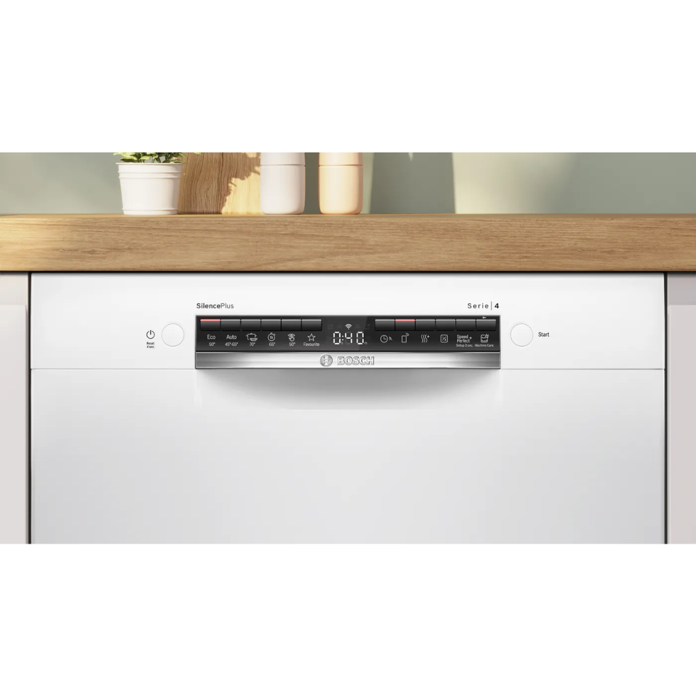 Bosch diskmaskin SMU4HMW01S Serie 4, halvintegrerad med WiFi & toppkorg, tyst dr