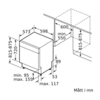 Bosch diskmaskin SMU4HMW01S Serie 4, halvintegrerad med WiFi & toppkorg, tyst dr