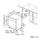 Bosch diskmaskin SMU4HMW01S Serie 4, halvintegrerad med WiFi & toppkorg, tyst dr