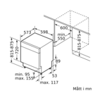 Siemens diskmaskin SN43HW00VS iQ300, halvintegrerad med toppkorg & WiFi