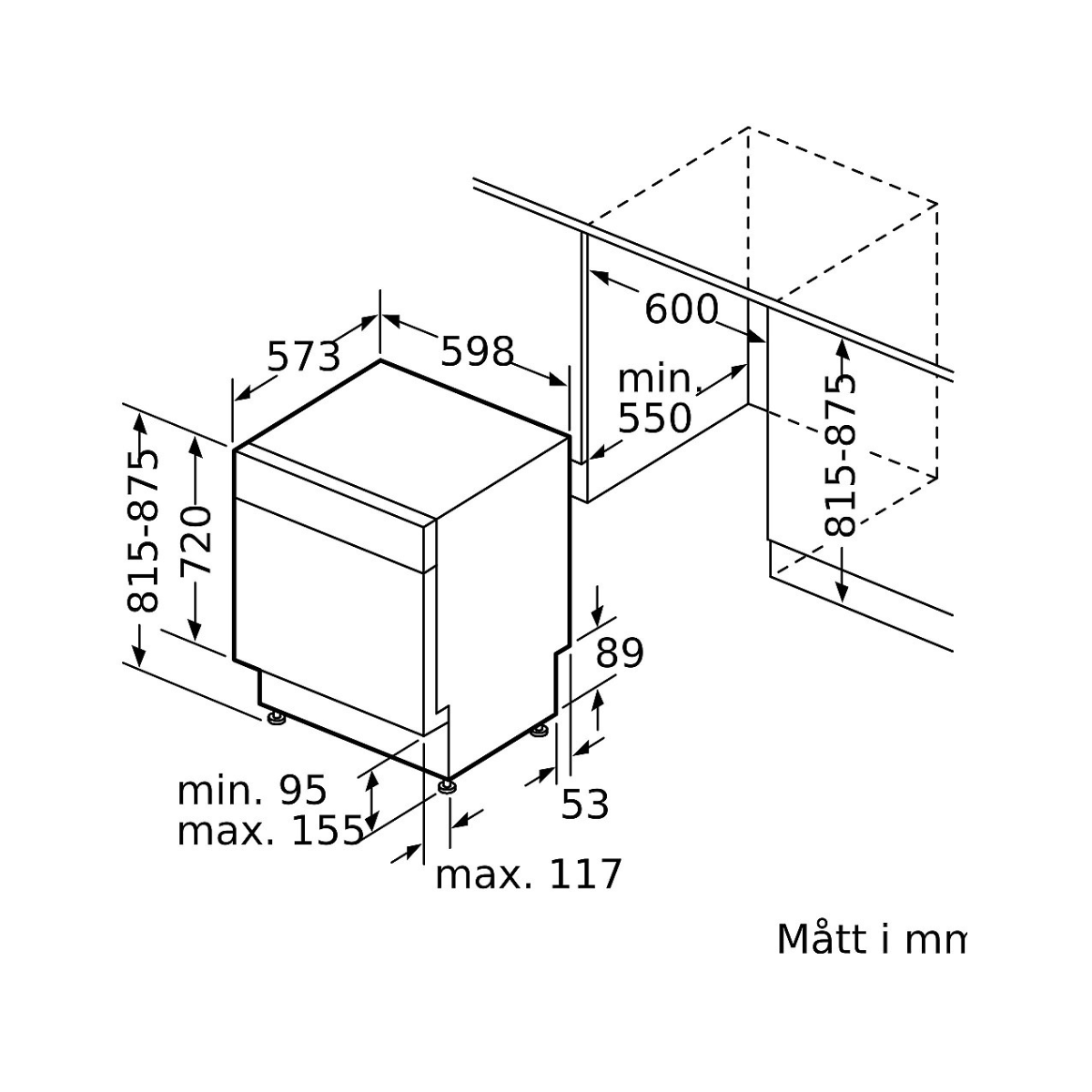 Siemens SN15ZW01CS Underbyggd diskmaskin
