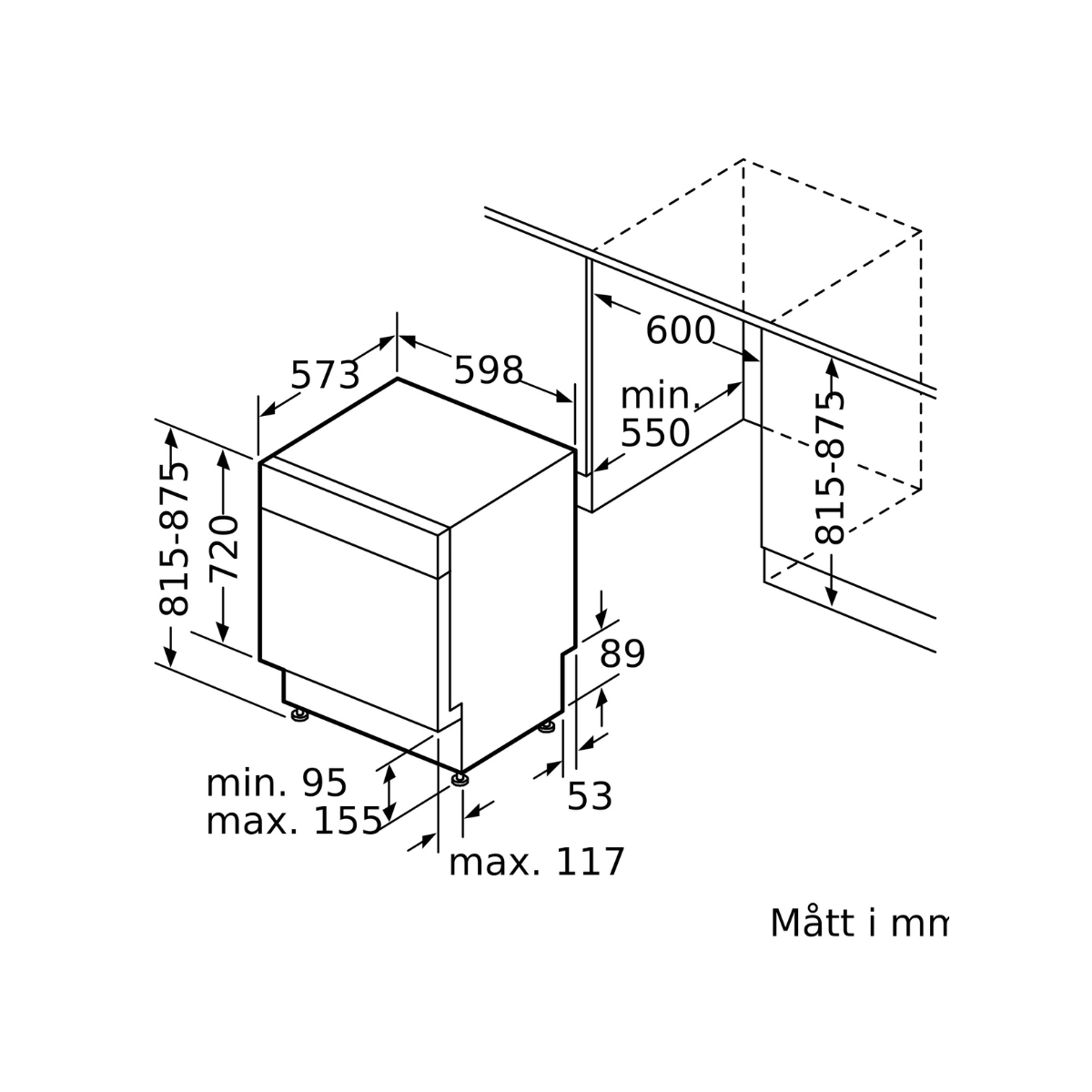 Siemens SN15ZS01CS Underbyggd diskmaskin