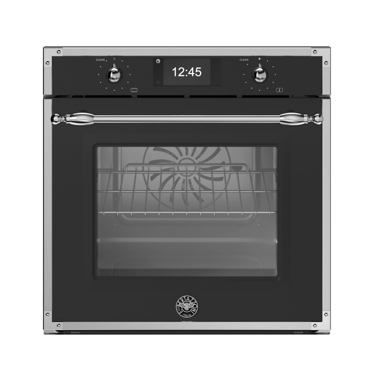 Bertazzoni Ångugn med pyrolys samt TFT-skärm, mattsvart/krom, Heritage-series