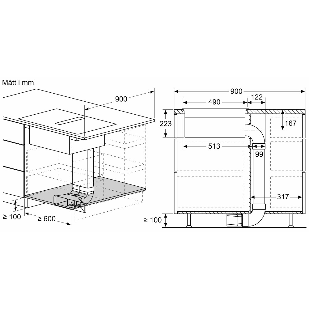 Bosch PVS811B16E Serie 4, Induktionshäll med inbyggd fläkt