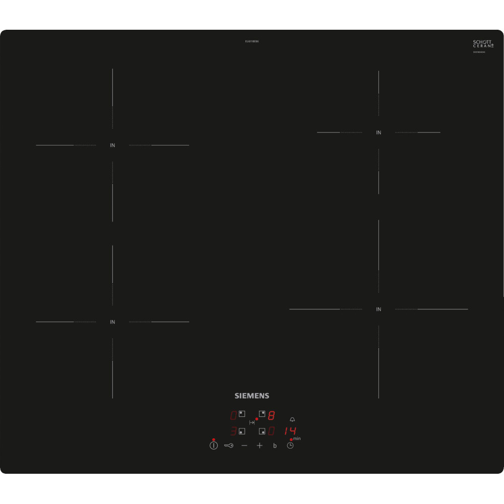 Siemens EU611BEB6E iQ100, Induktionshäll, 60 cm, Svart, utan ram