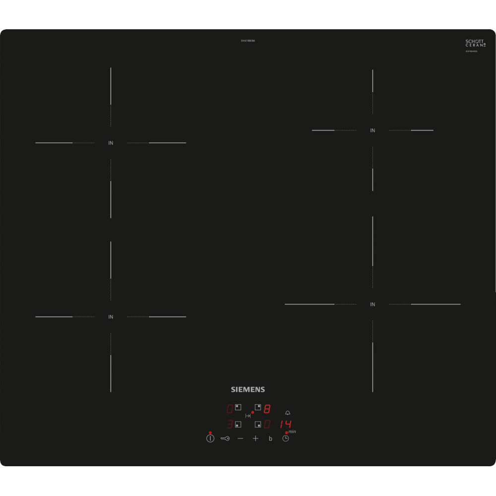 Siemens EH61RBEB6E iQ100, Induktionshäll, 60 cm, Svart, utan ram