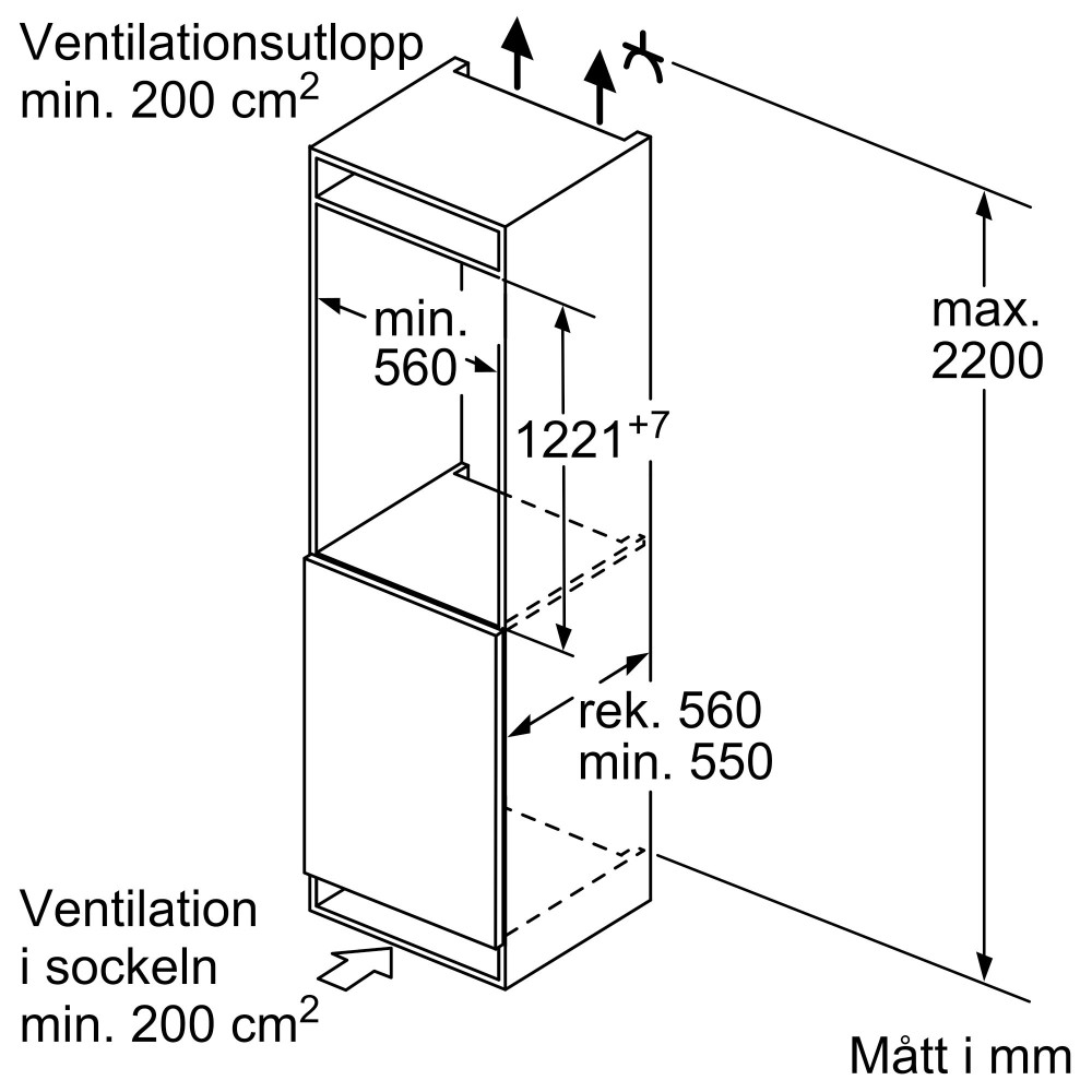 Siemens iQ500 helintegrerad kyl med frysfack KI42LADD1