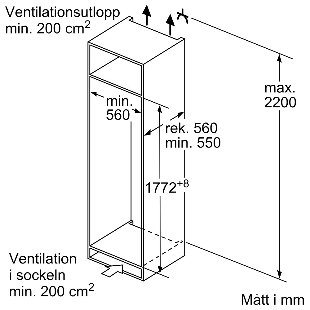 Bosch Serie 2 integrerad kylskåp KIR81NSE0