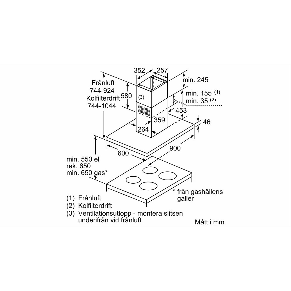 Siemens frihängande fläktkåpa LF97BCP50