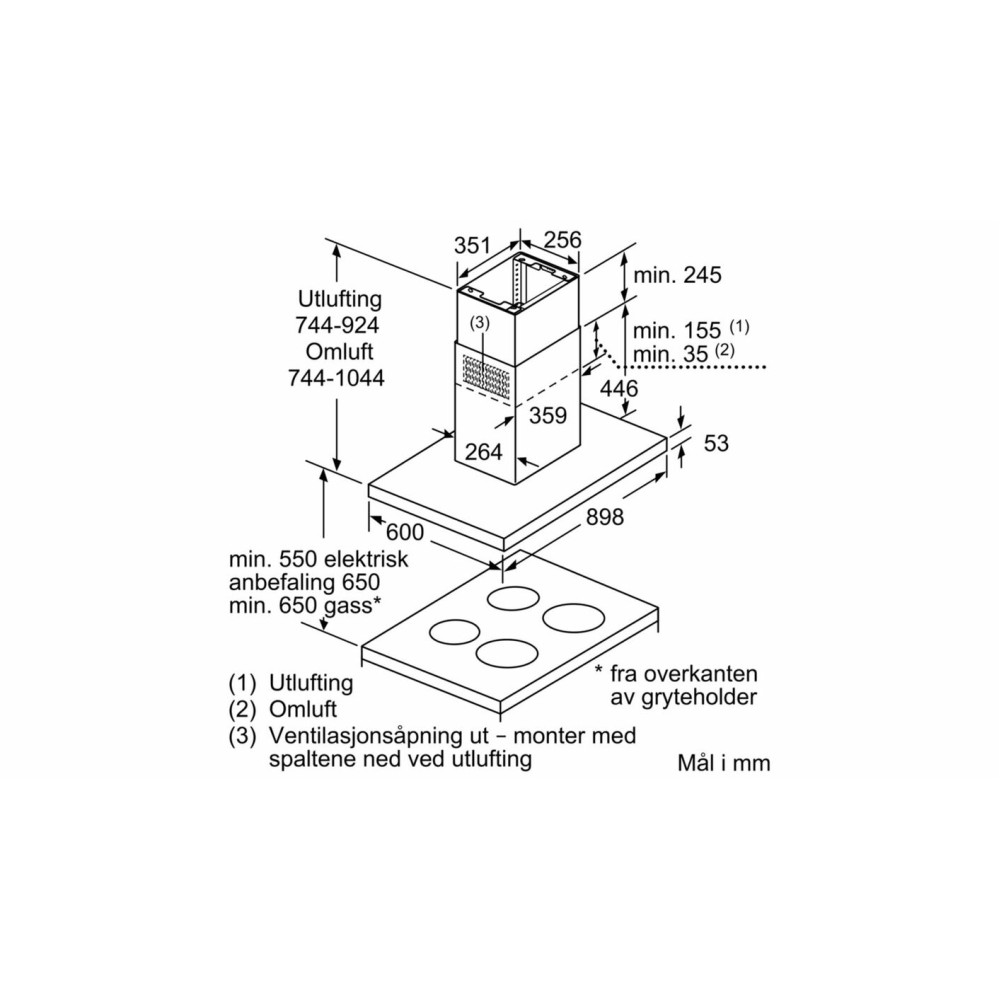 Bosch frihängande fläktkåpa DIB97IM50