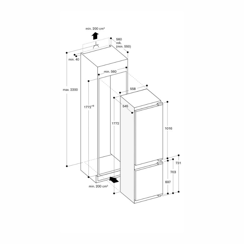 Gaggenau Kyl/frys serie 200 178cm inby