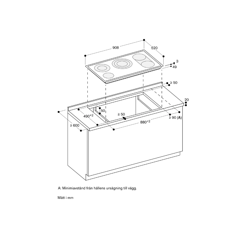 Gaggenau Glaskeramik 90cm Touch stålram