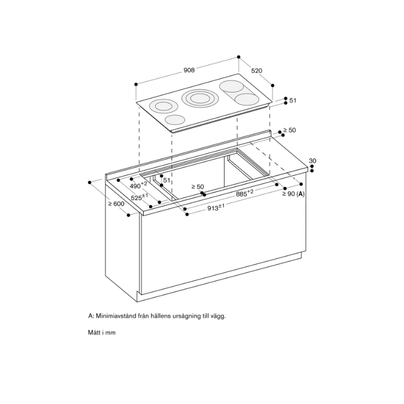 Gaggenau Glaskeramik 90cm Touch utan ram