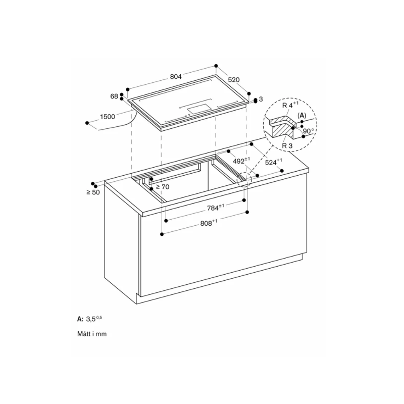 Gaggenau Induktion 80 cm zonlös - med ram