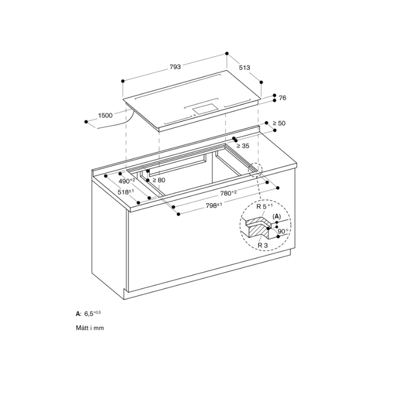 Gaggenau Induktion 80 cm zonlös - utan ram