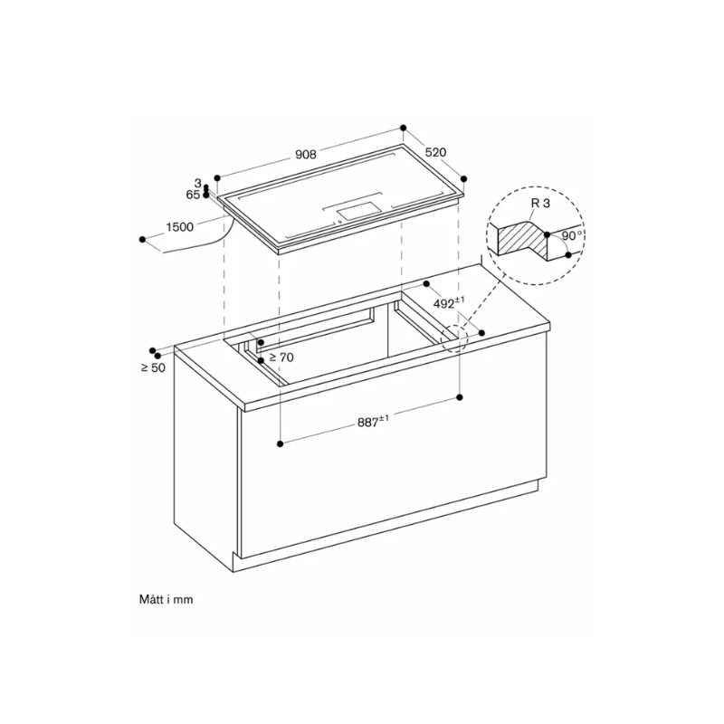 Gaggenau Induktion 90 cm zonlös - ram