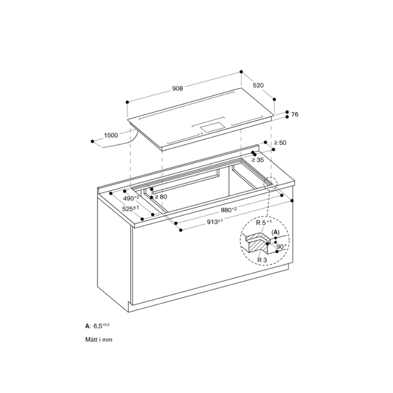 Gaggenau Induktion 90 cm zonlös - utan ram