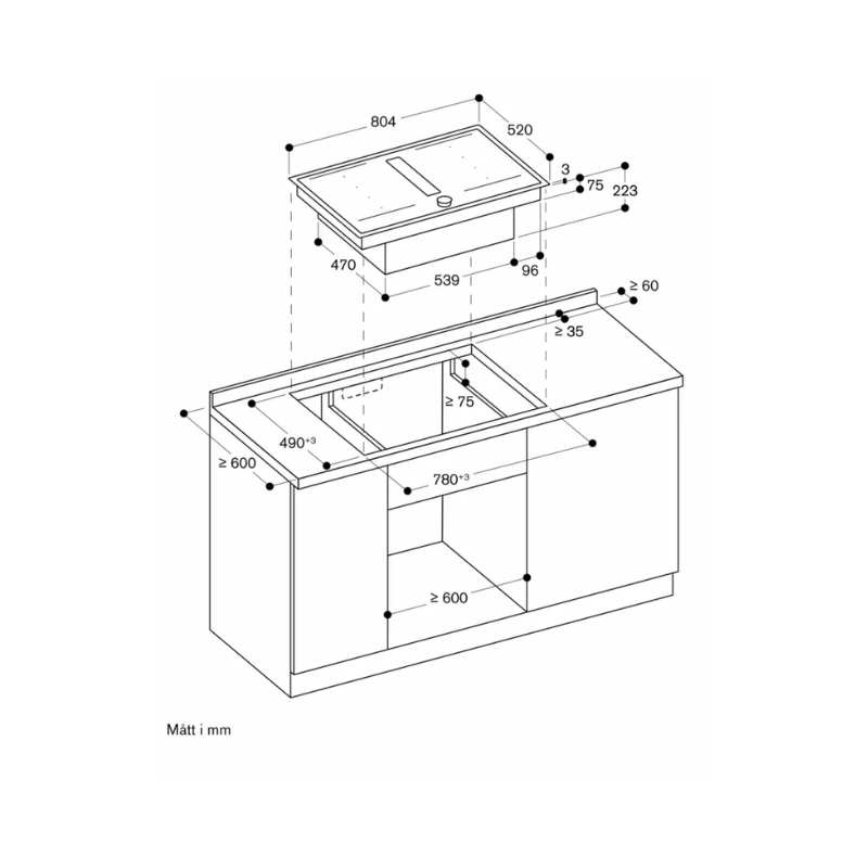 Gaggenau Häll med inbyggd fläkt 80cm stålram