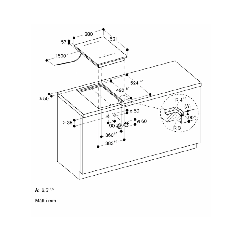 Gaggenau Vario 400 induktion 38cm ramlös u/vred