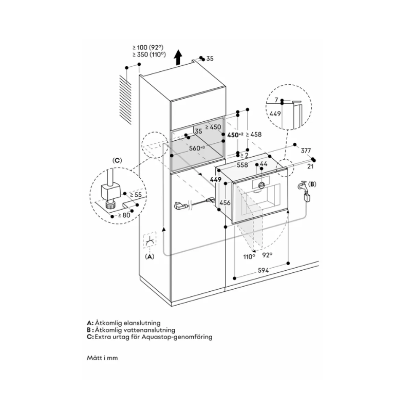 Gaggenau Kaffemaskin Minimalistic Sterling - Vattenslutning