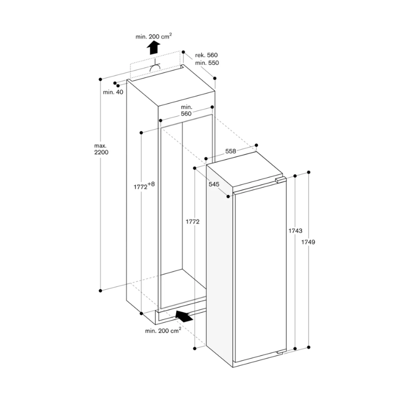 Gaggenau Vario cooling 200 toppfrys 178cm