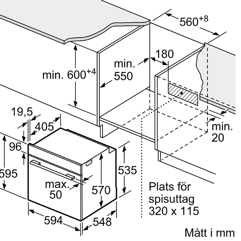 Bosch HBA534BS3 Serie 4 inbyggnadsugn