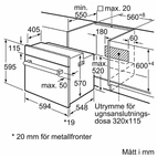 Siemens HB013FBB0 iQ100, Inbyggnadsugn, 60x60 cm, Svart