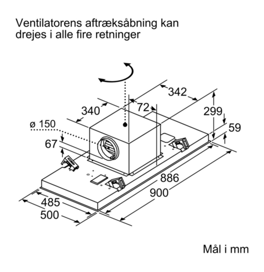 Bosch Frihängande Takfläkt DRC97AQ50, 90 cm Rostfritt Stål