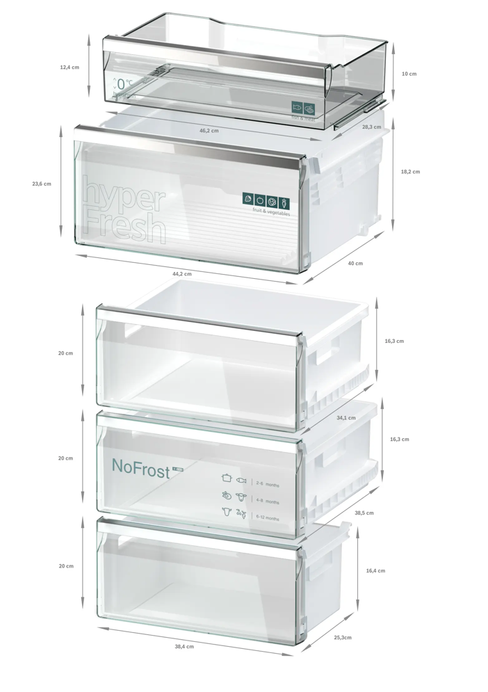 Siemens iQ500 Kombinerad kyl/frys KG39NAIBT, noFrost Inox